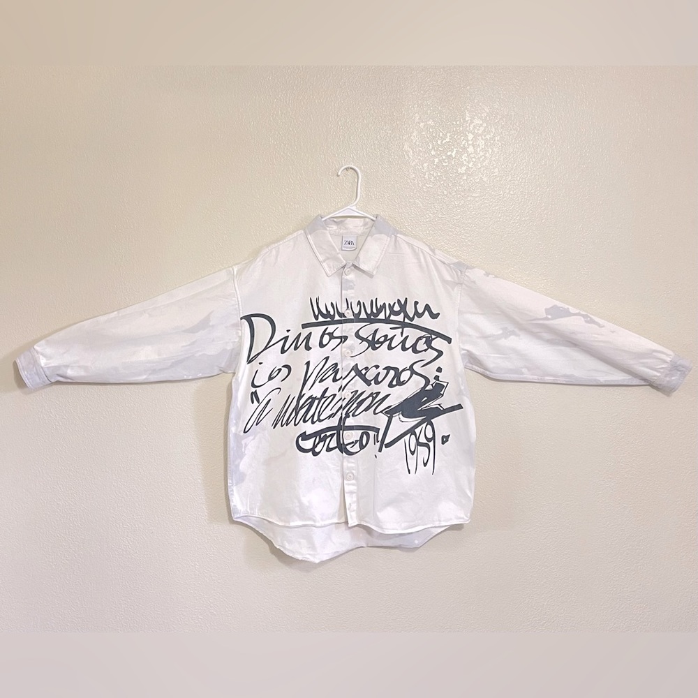 Zara buttoned white overcoat